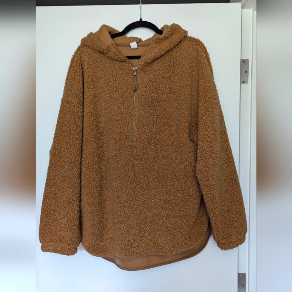 Cozy Tan Sherpa Half-zip Hoodie Old Navy